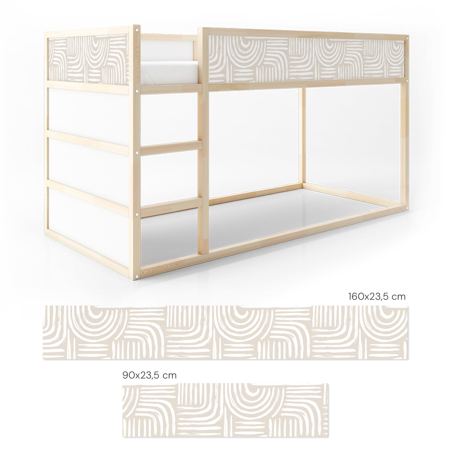 Bettaufkleber Set für IKEA Kura - Bogen Nude