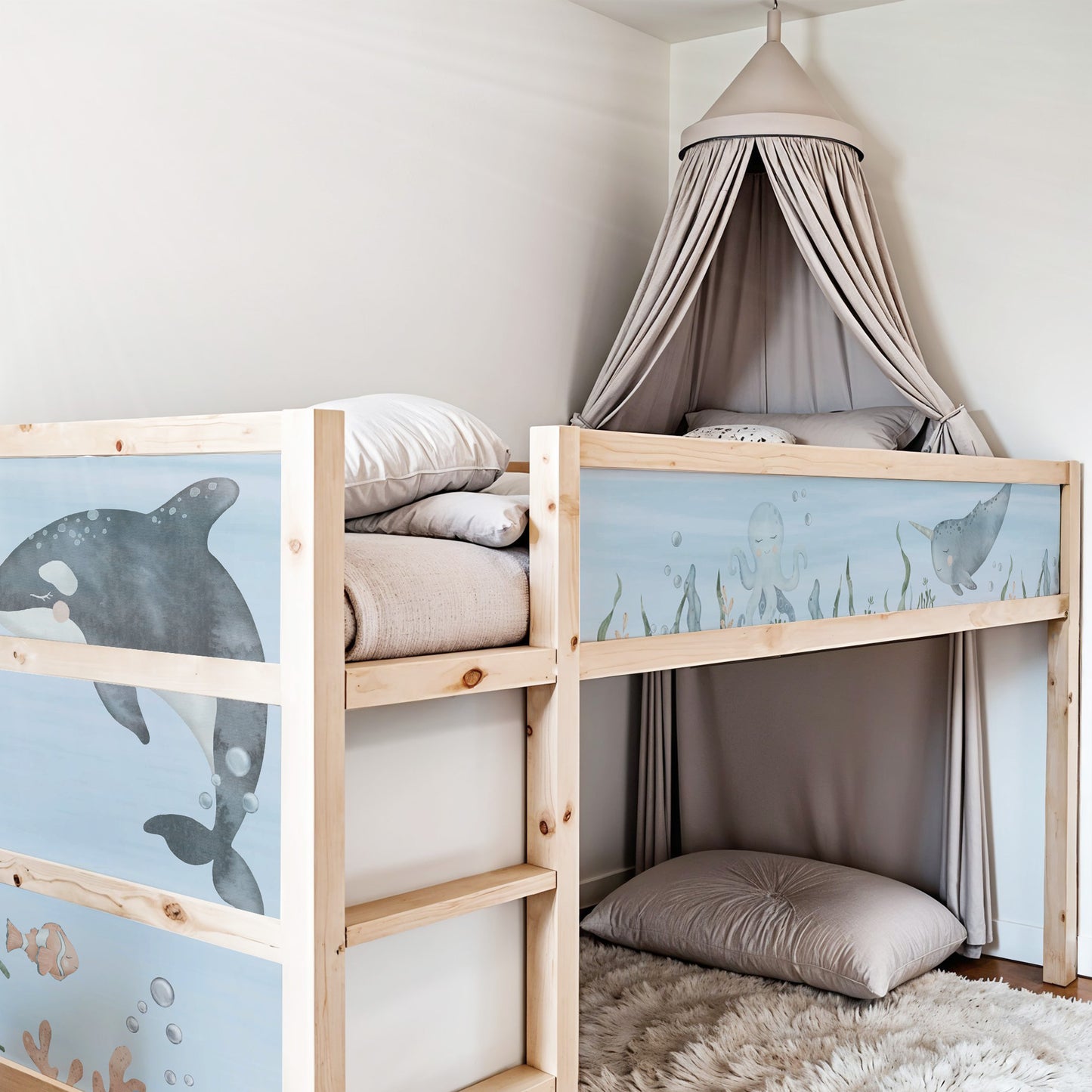 Bettaufkleber Set für IKEA Kura - Meeresboden