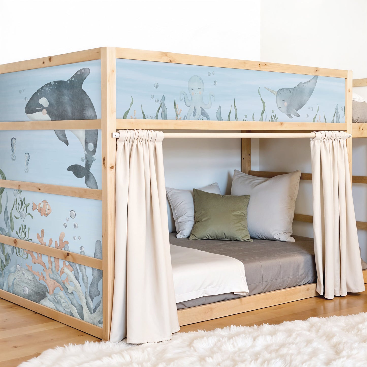 Bettaufkleber Set für IKEA Kura - Meeresboden