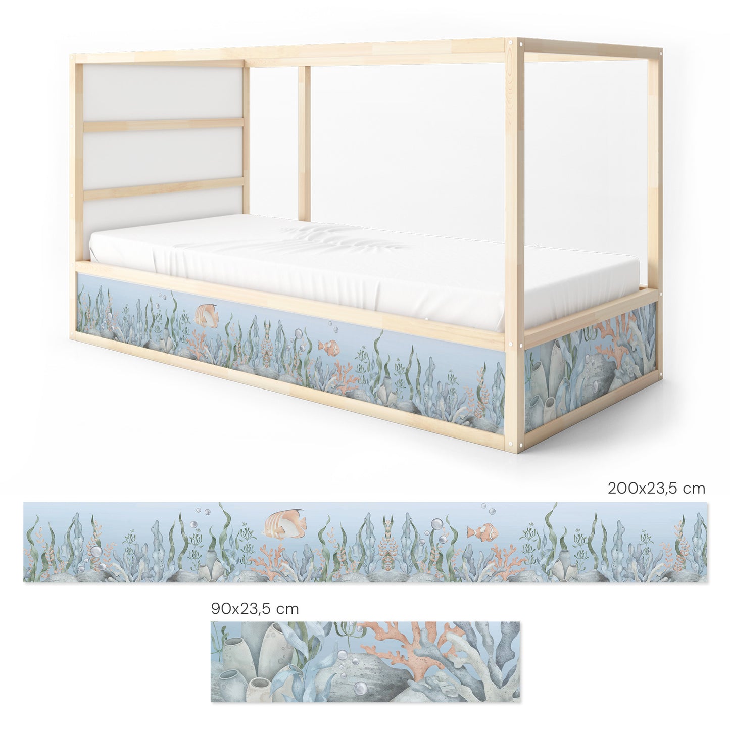 Bettaufkleber Set für IKEA Kura - Meeresboden