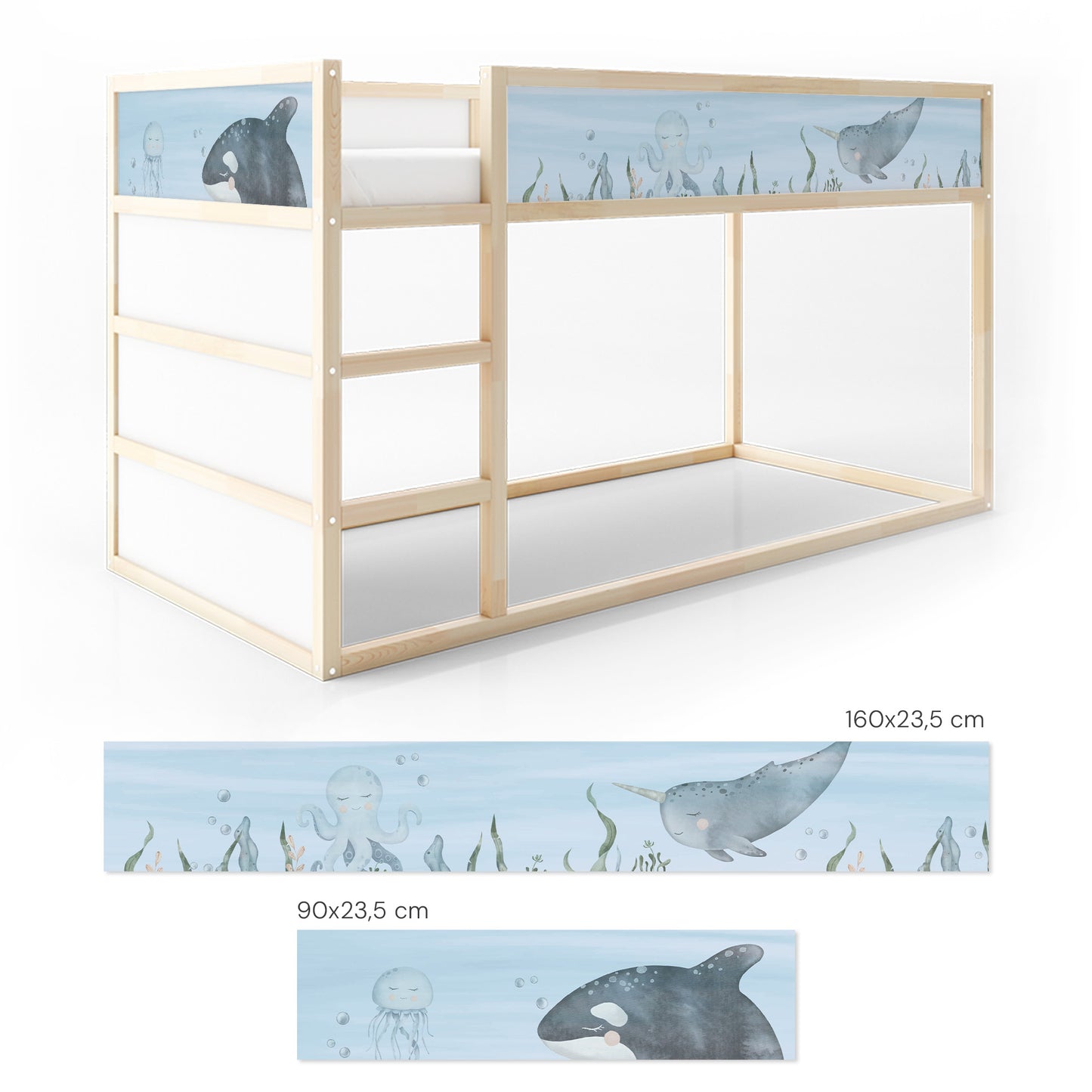 Bettaufkleber Set für IKEA Kura - Meeresboden