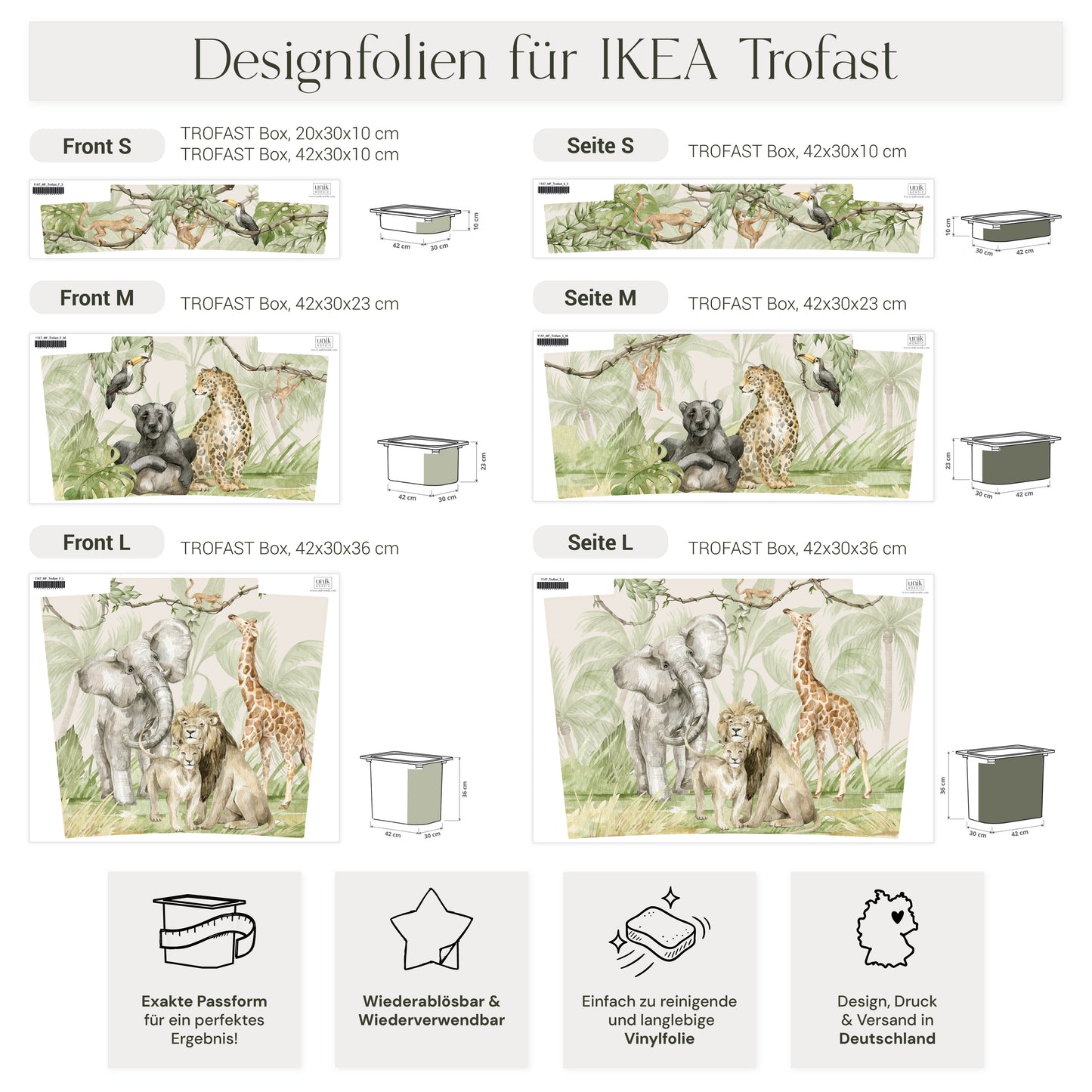 Möbelfolie für IKEA Trofast - Safari Aquarell