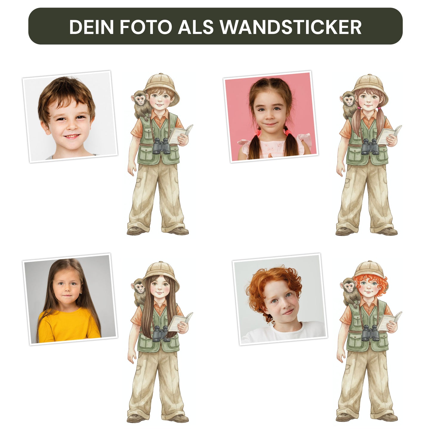Personalisierte Wandsticker Safari Aquarell