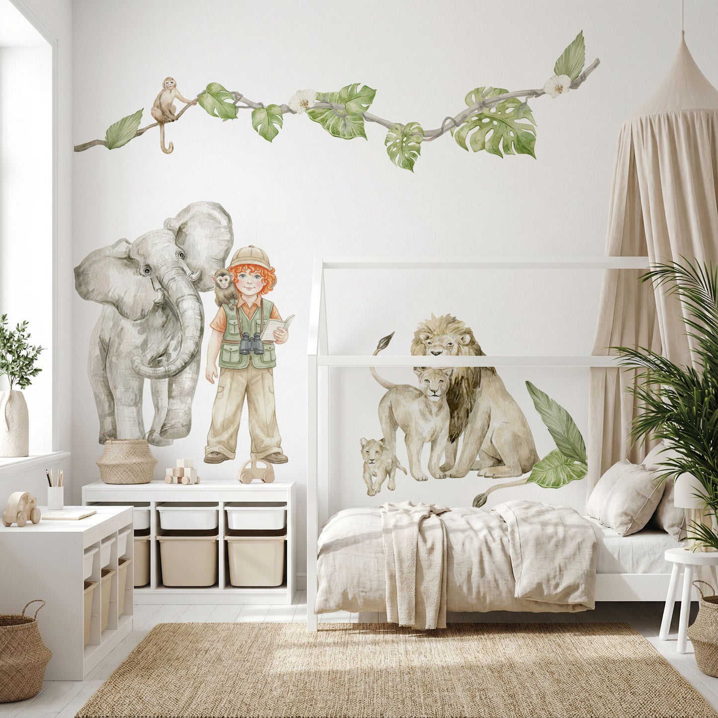 Personalisierte Wandsticker Safari Aquarell