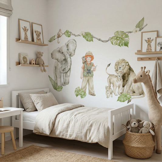 Personalisierte Wandsticker Safari Aquarell