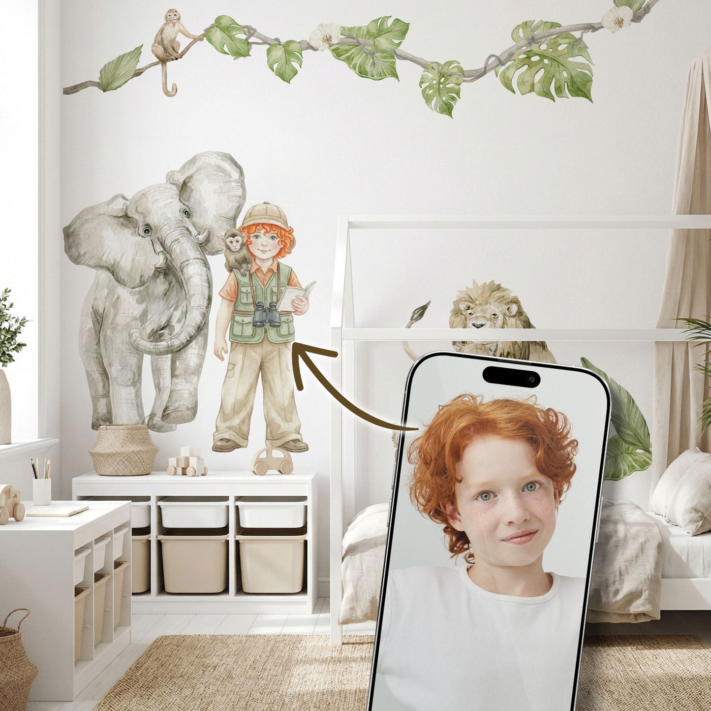 Personalisierte Wandsticker Safari Aquarell