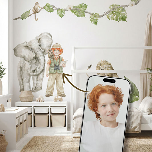 Personalisierte Wandsticker Safari Aquarell