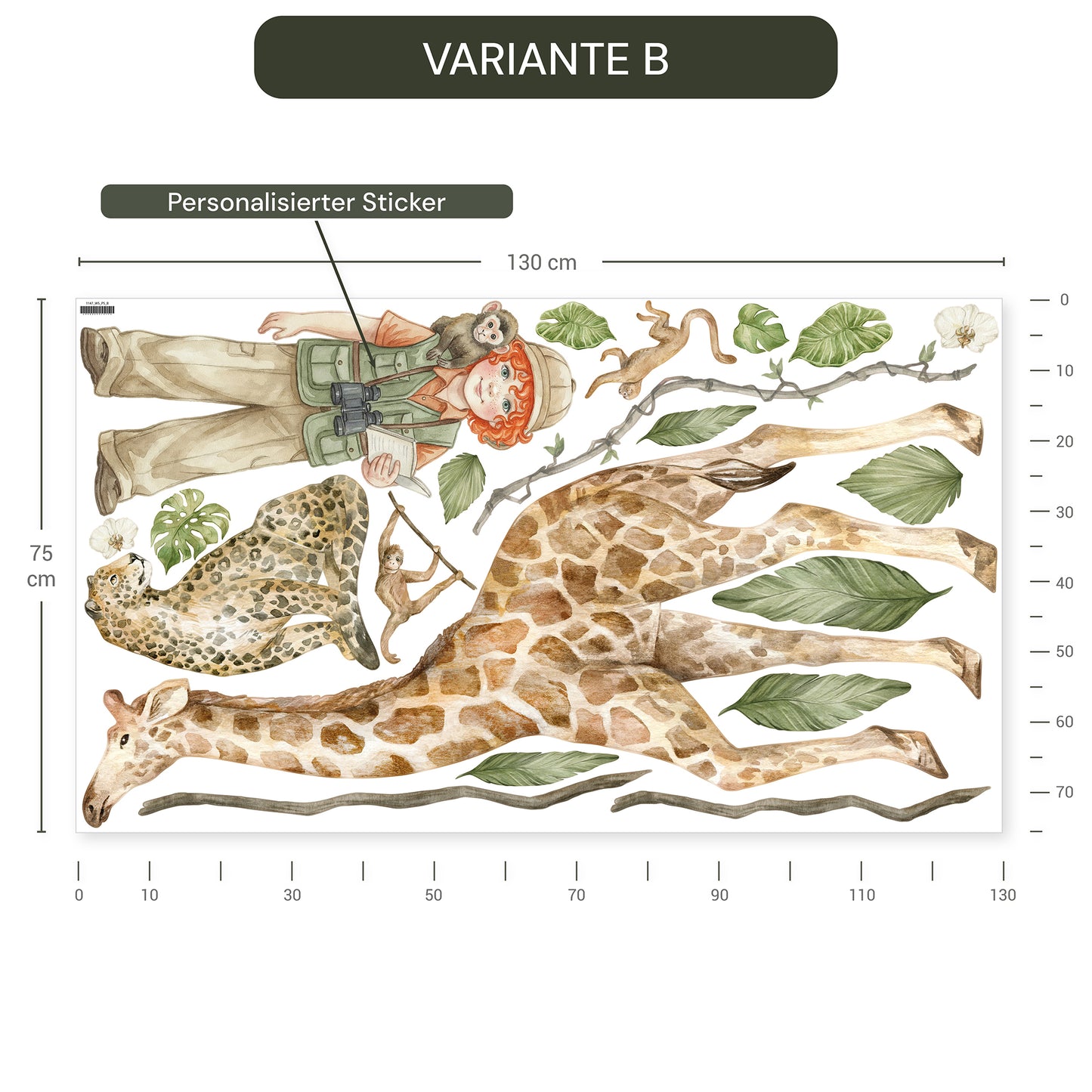 Personalisierte Wandsticker Safari Aquarell