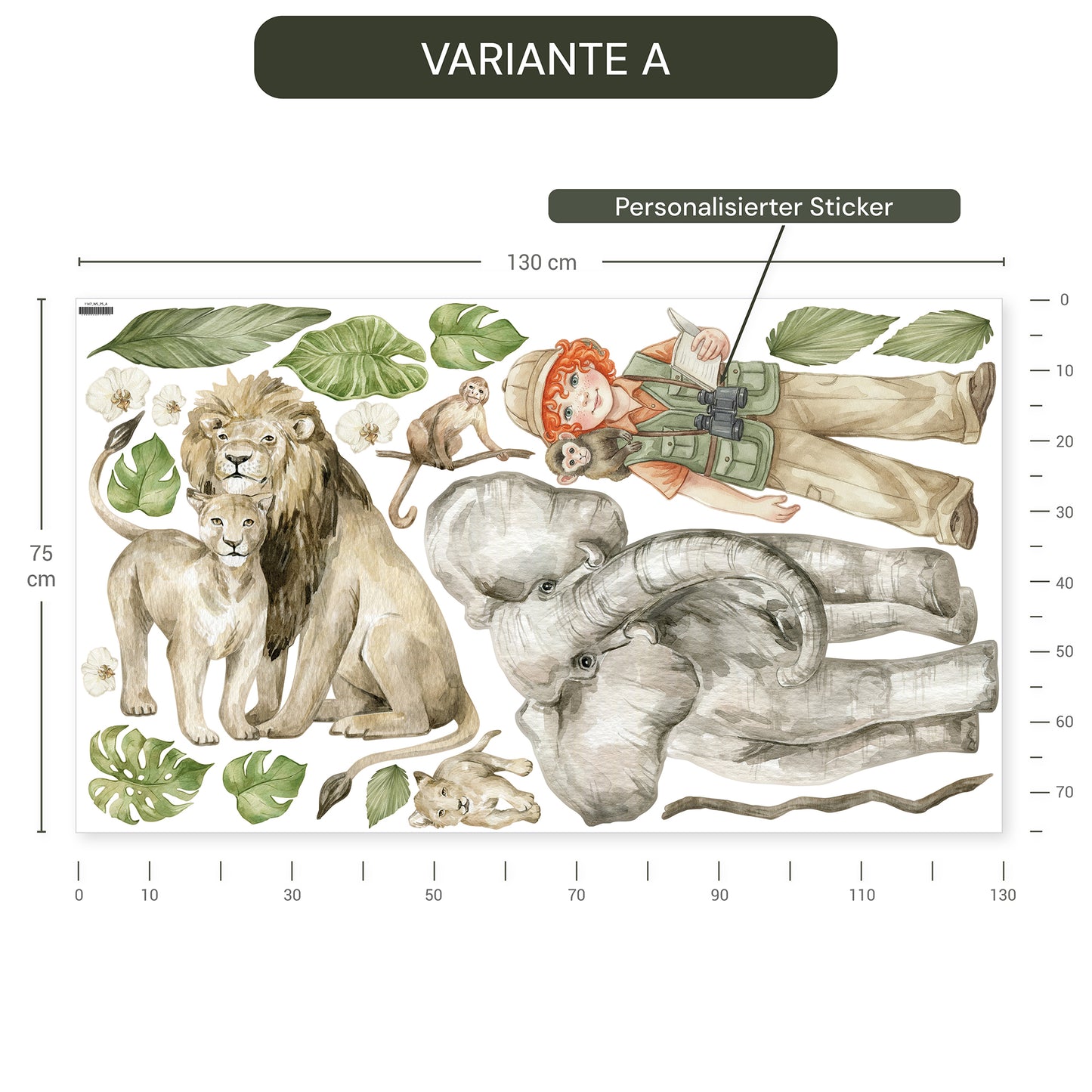 Personalisierte Wandsticker Safari Aquarell