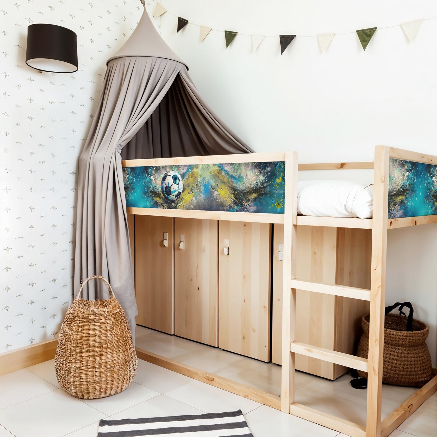 Bettaufkleber Set für IKEA Kura - Fußball Watercolor