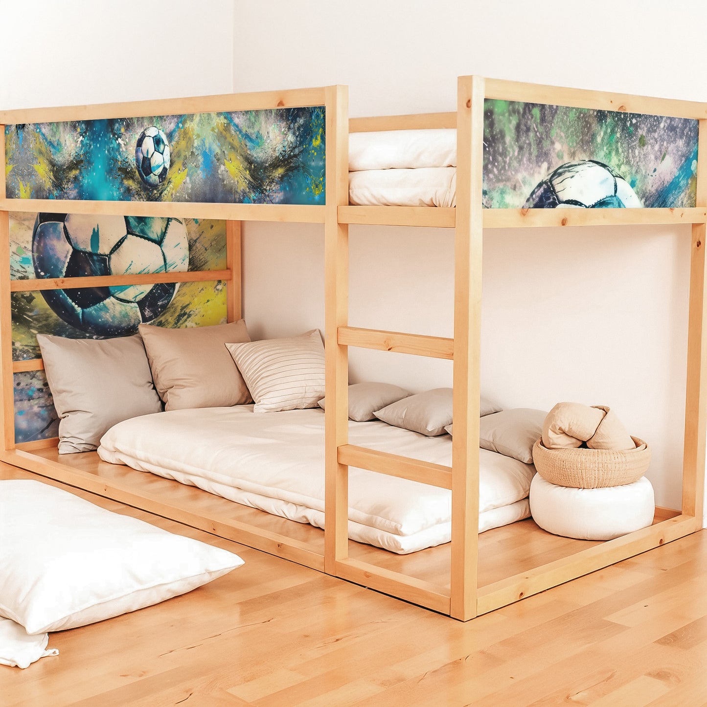 Bettaufkleber Set für IKEA Kura - Fußball Watercolor