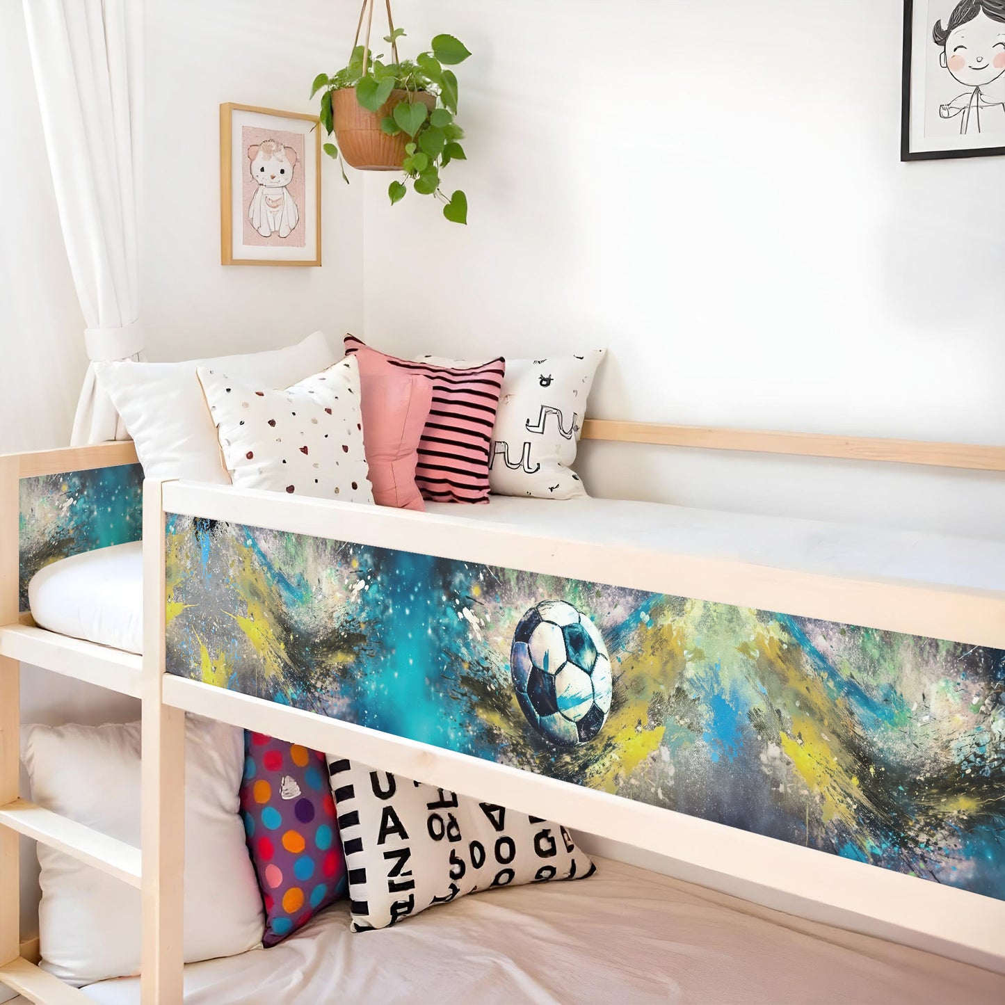 Bettaufkleber Set für IKEA Kura - Fußball Watercolor