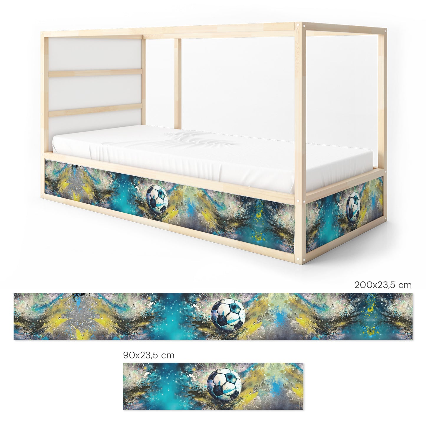 Bettaufkleber Set für IKEA Kura - Fußball Watercolor