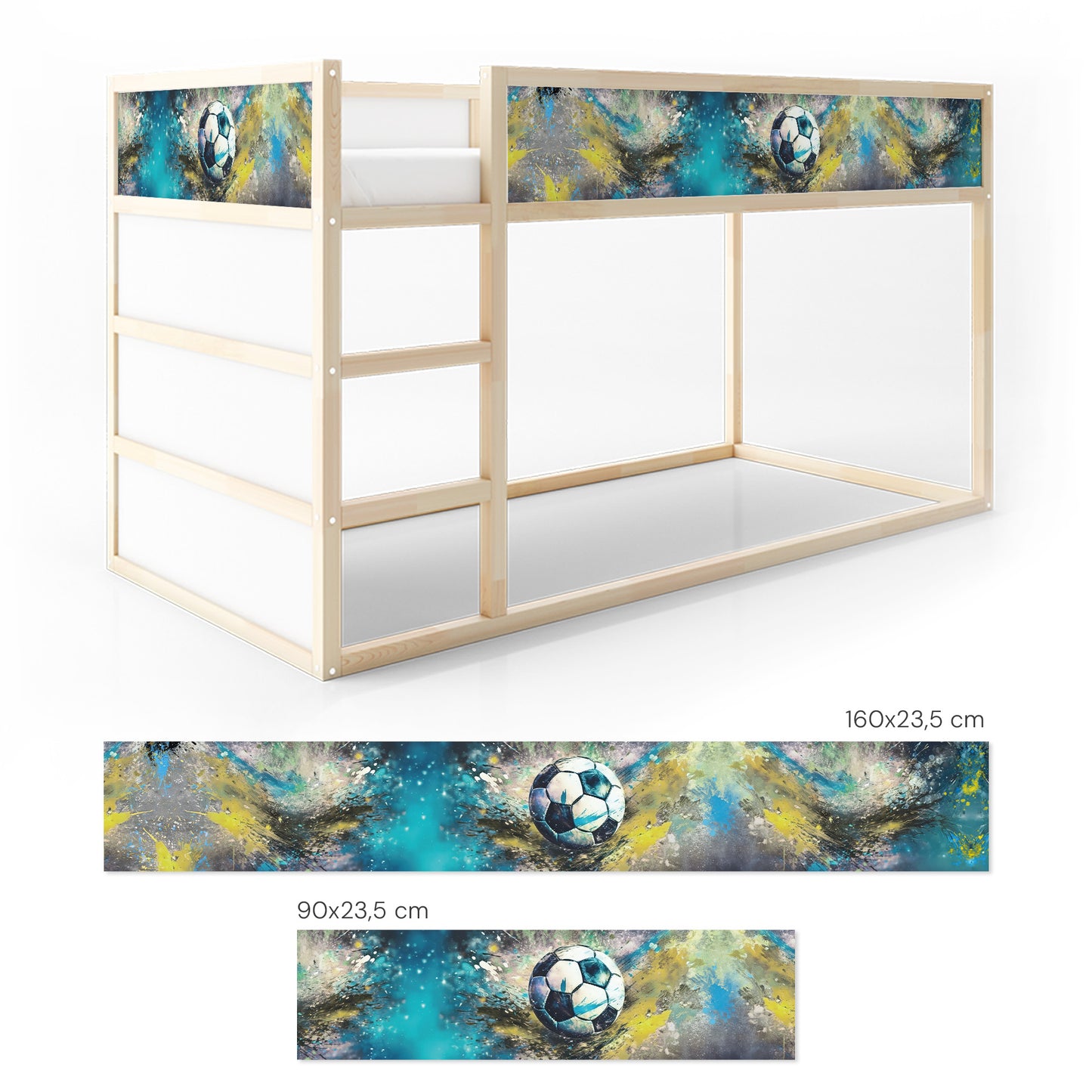 Bettaufkleber Set für IKEA Kura - Fußball Watercolor