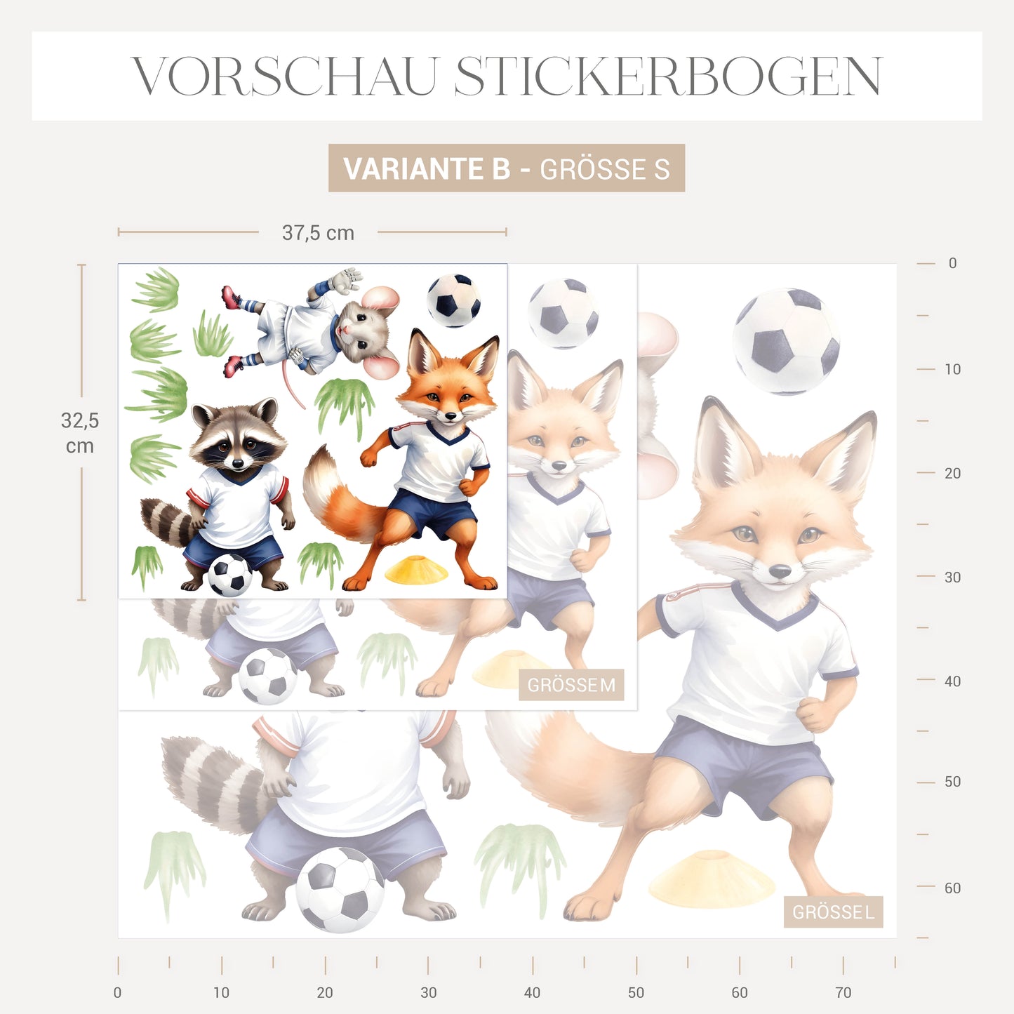 Wandsticker Fußball Waldtiere