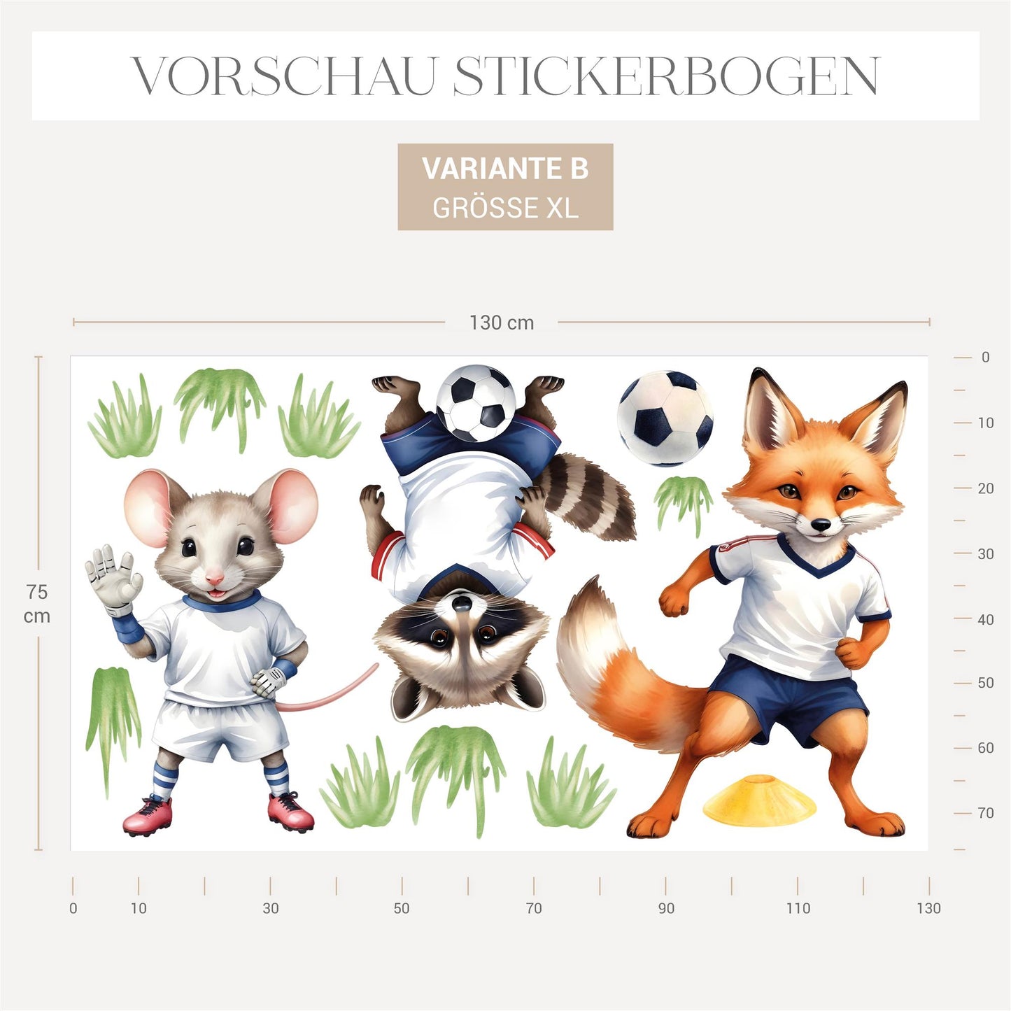 Wandsticker Fußball Waldtiere