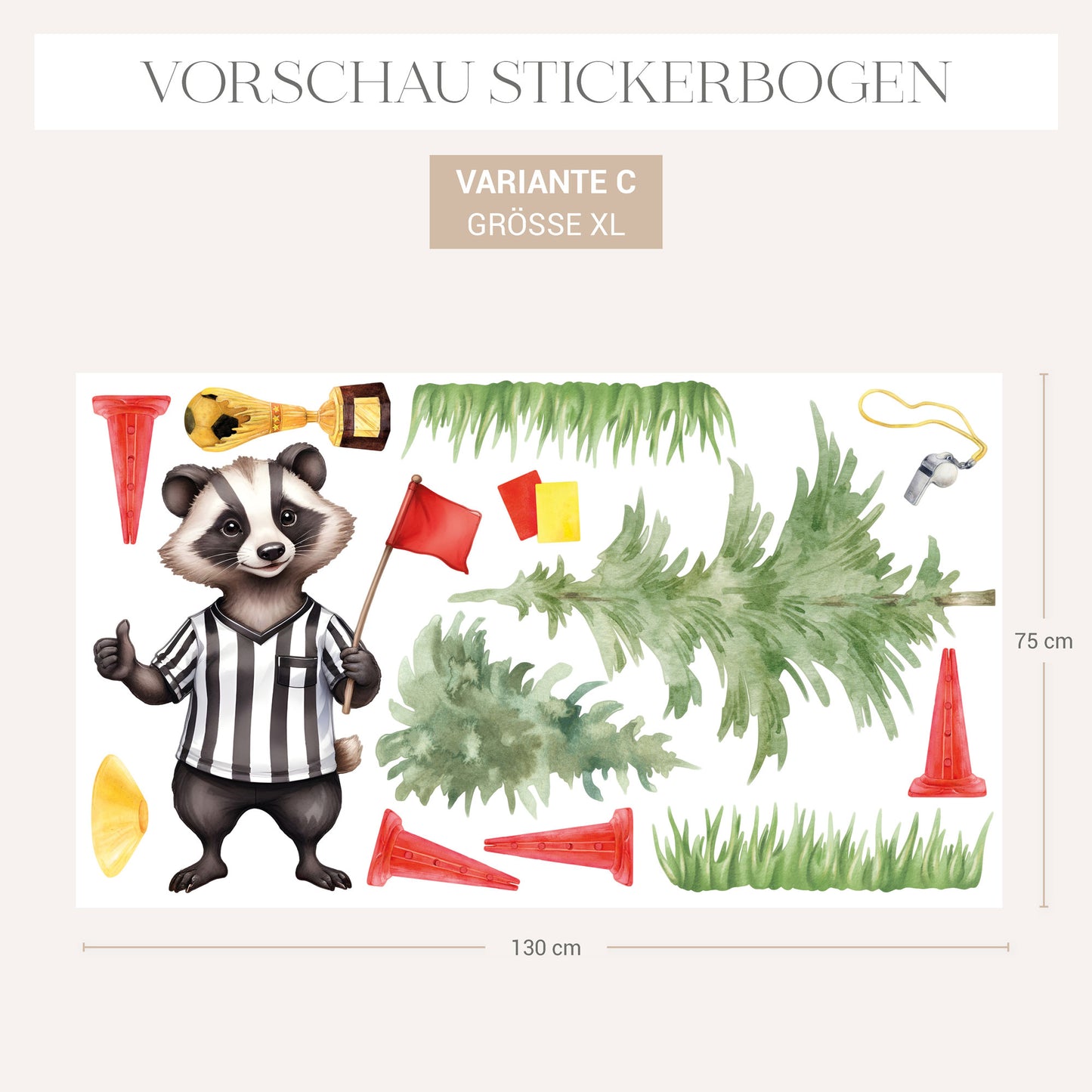 Wandsticker Fußball Waldtiere