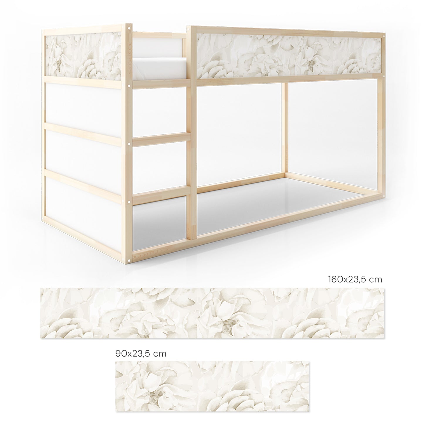 Bettaufkleber Set für IKEA Kura - Blush Flowers