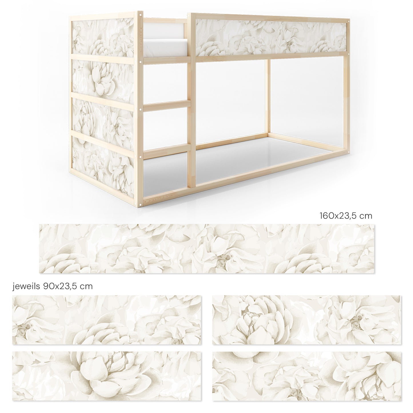 Bettaufkleber Set für IKEA Kura - Blush Flowers