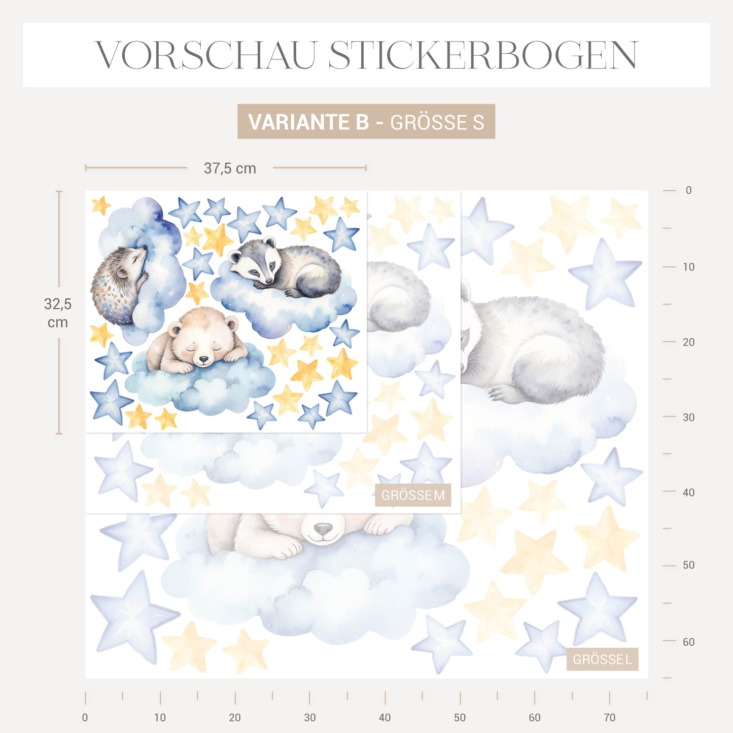 Wandsticker Wolken Tiere