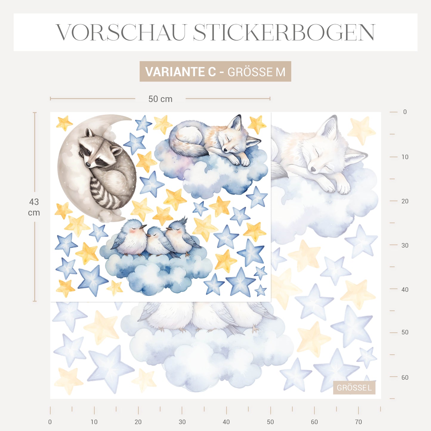 Wandsticker Wolken Tiere