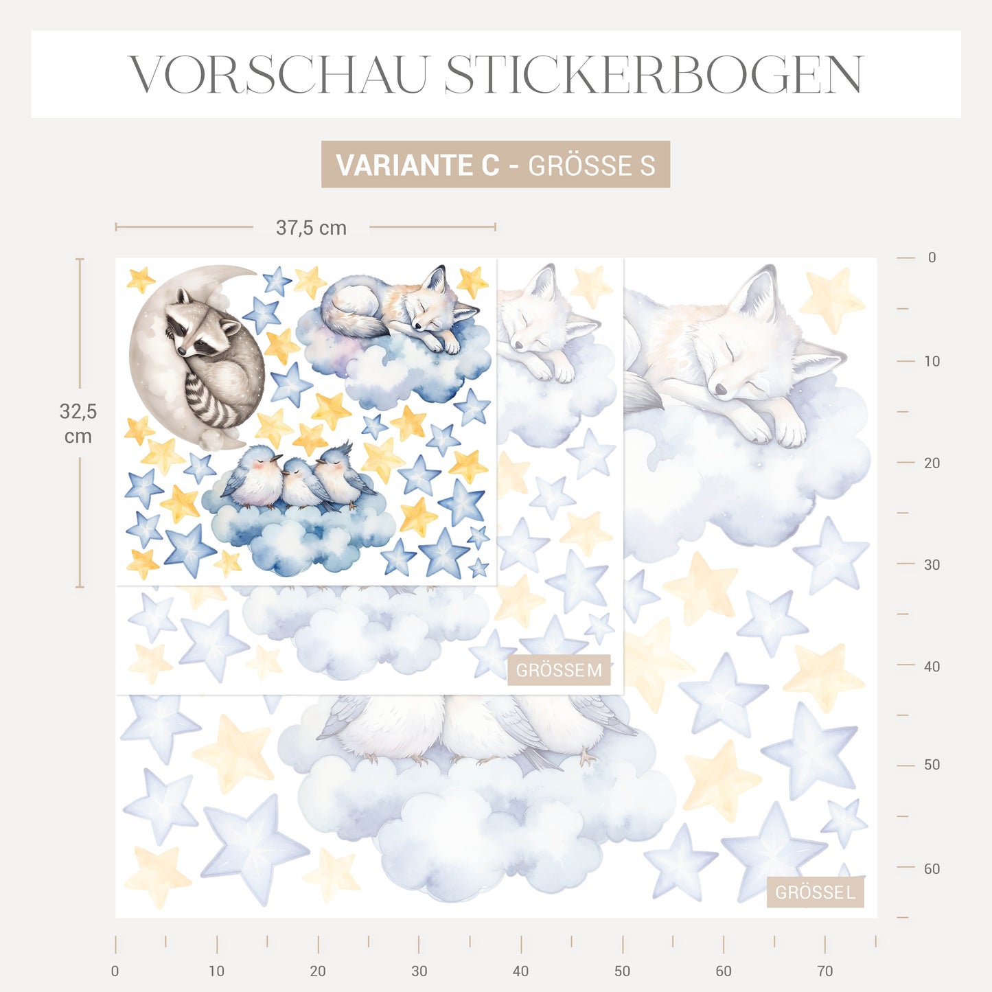 Wandsticker Wolken Tiere