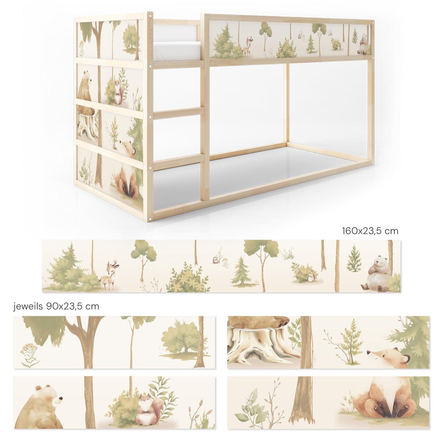 Bettaufkleber Set für IKEA Kura - Waldfreunde