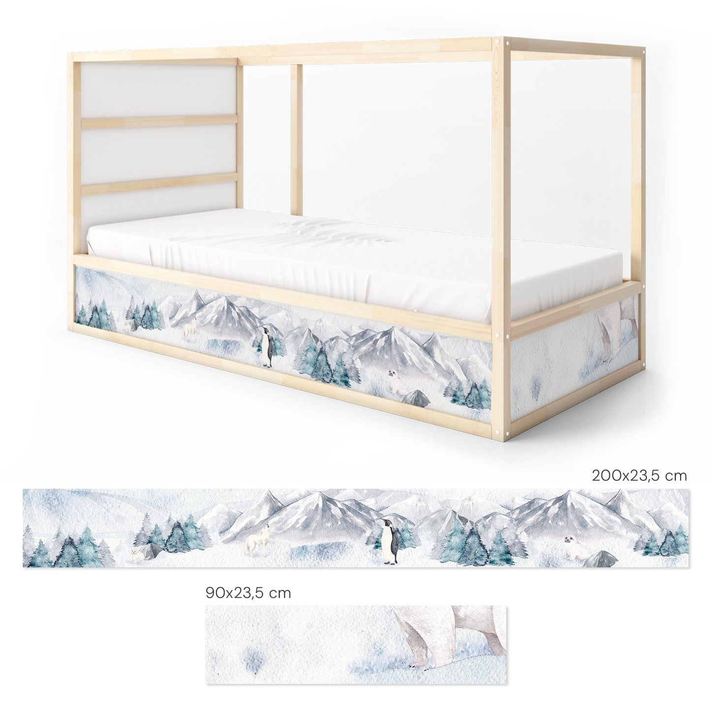 Bettaufkleber Set für IKEA Kura - Arktis Tiere