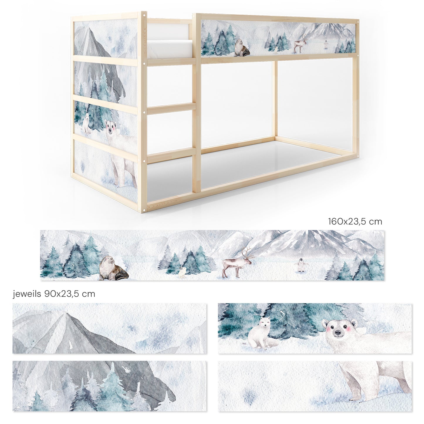 Bettaufkleber Set für IKEA Kura - Arktis Tiere