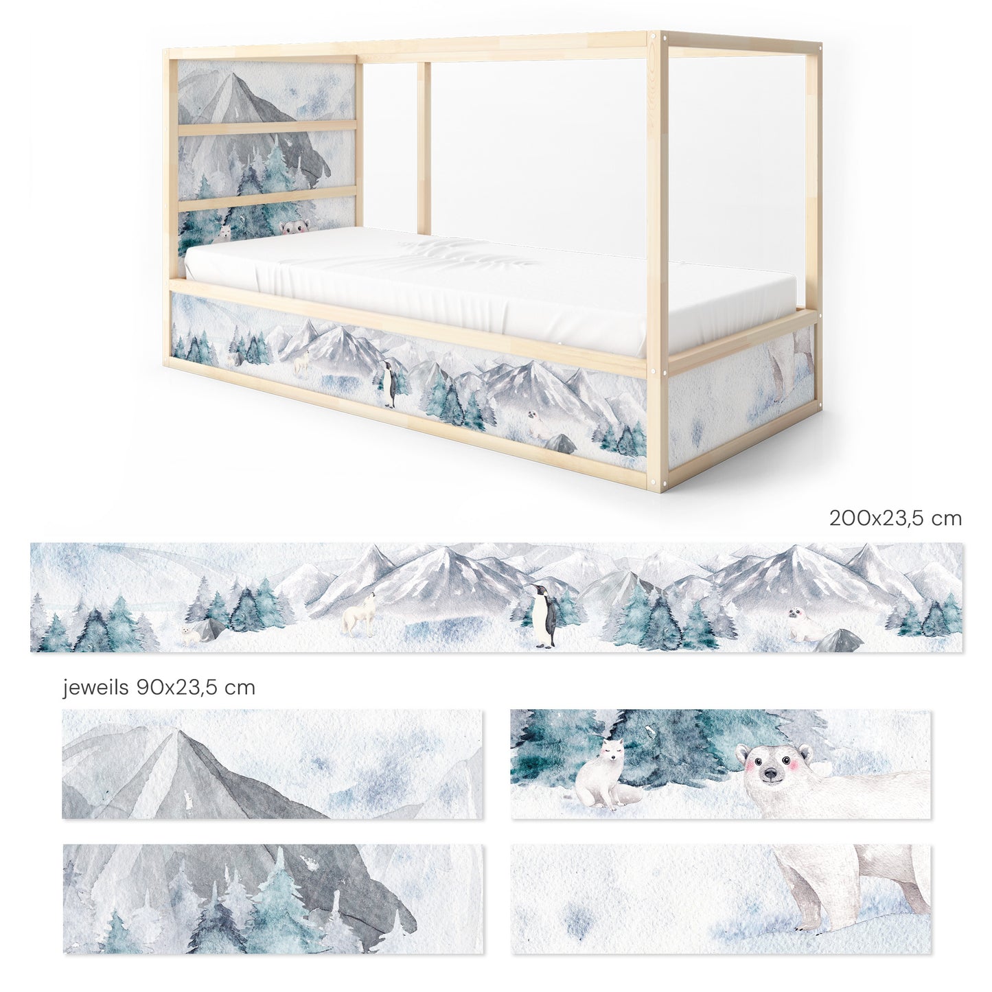 Bettaufkleber Set für IKEA Kura - Arktis Tiere