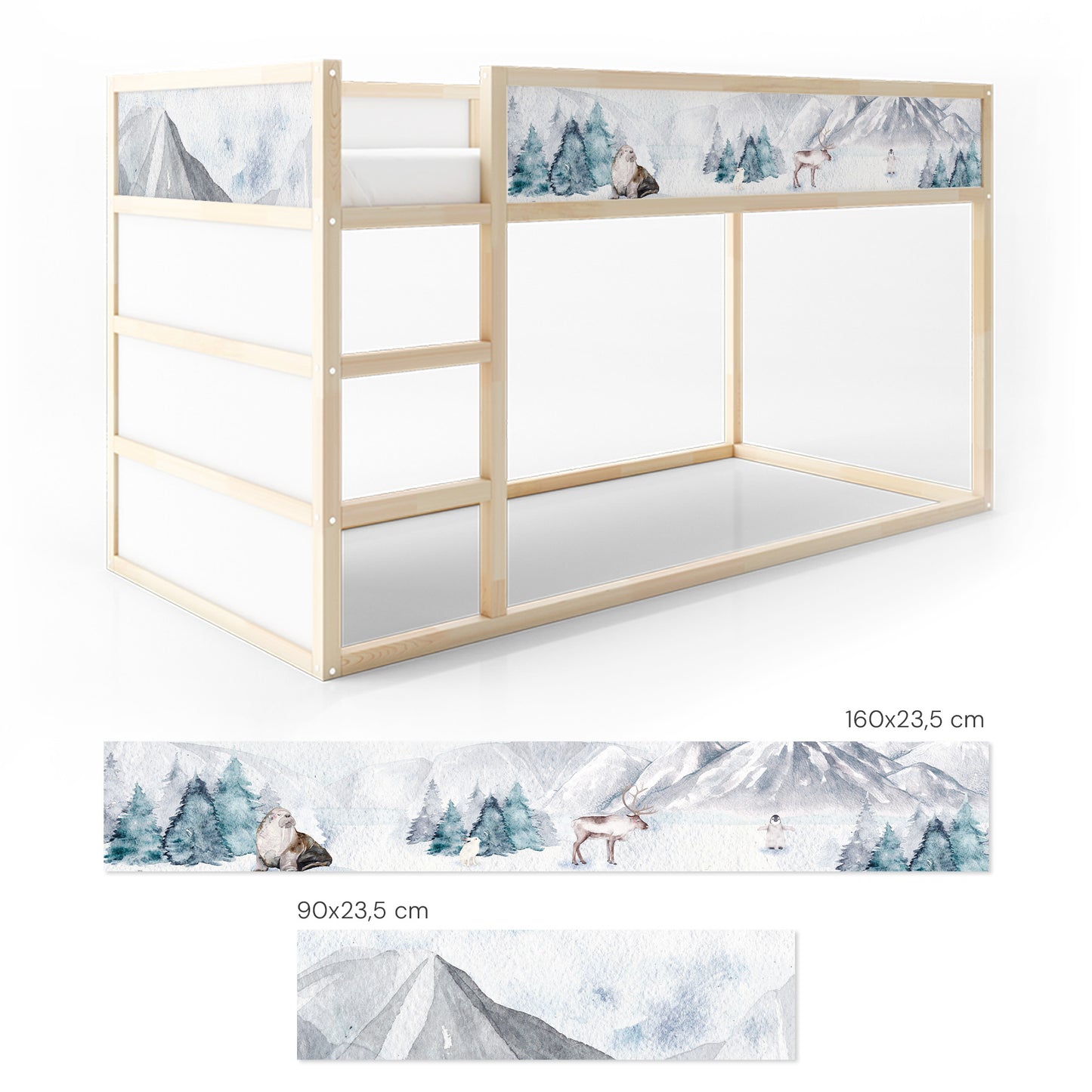 Bettaufkleber Set für IKEA Kura - Arktis Tiere