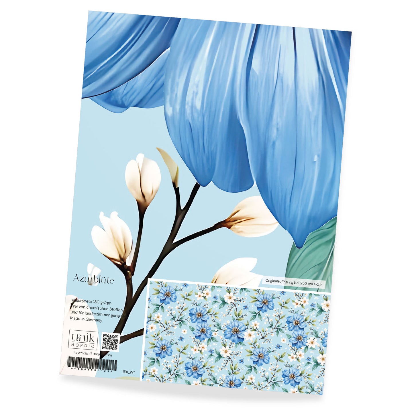 Papier peint à motifs de fleurs d'azur