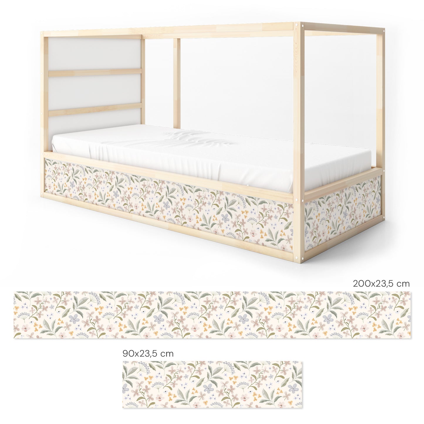 Bettaufkleber Set für IKEA Kura - Zarte Blütenwelt