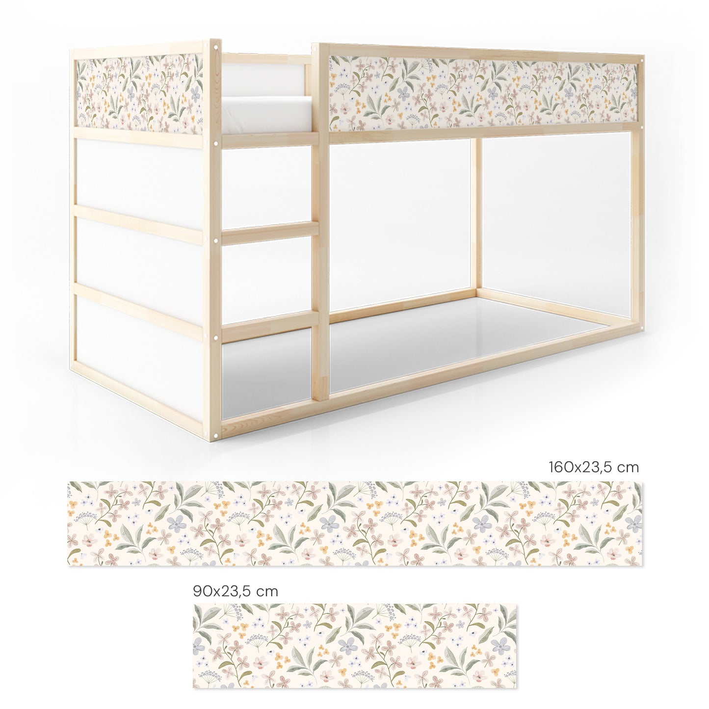 Bettaufkleber Set für IKEA Kura - Zarte Blütenwelt