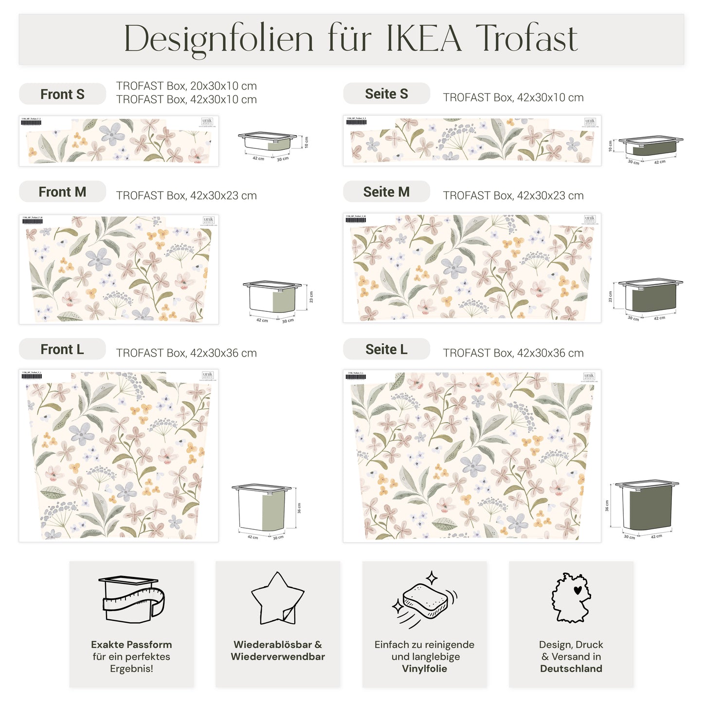 Möbelfolie für IKEA Trofast - Zarte Blütenwelt