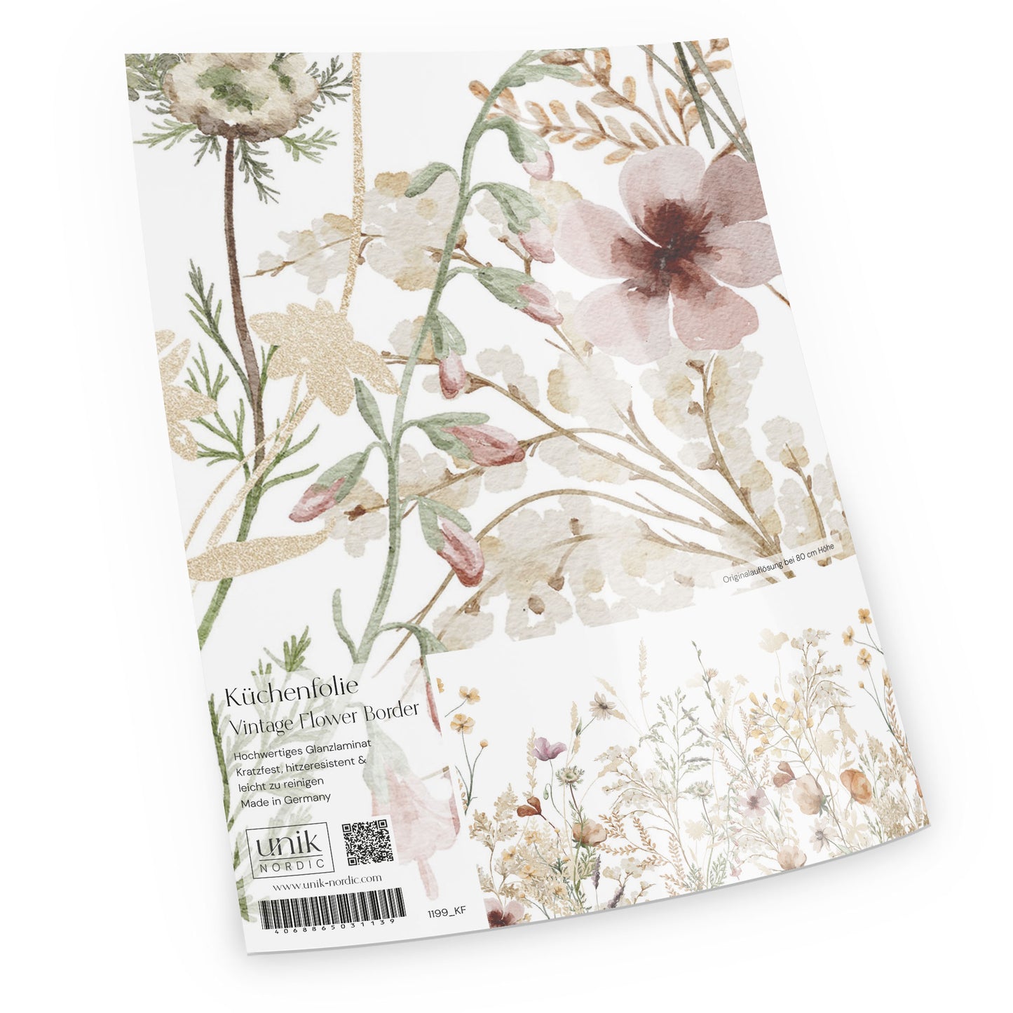 Motif de papier d'aluminium de cuisine bordure de fleurs vintage