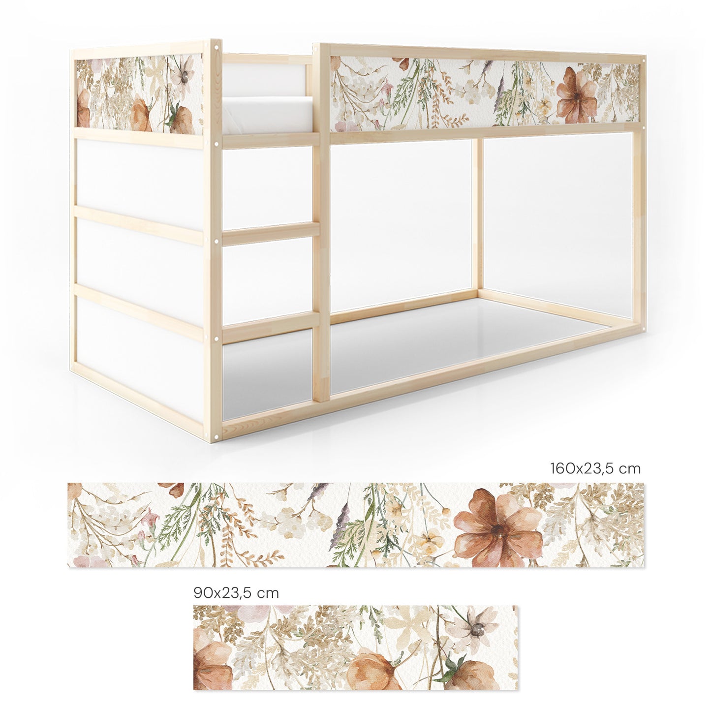 Bettaufkleber Set für IKEA Kura - Vintage Flower Border