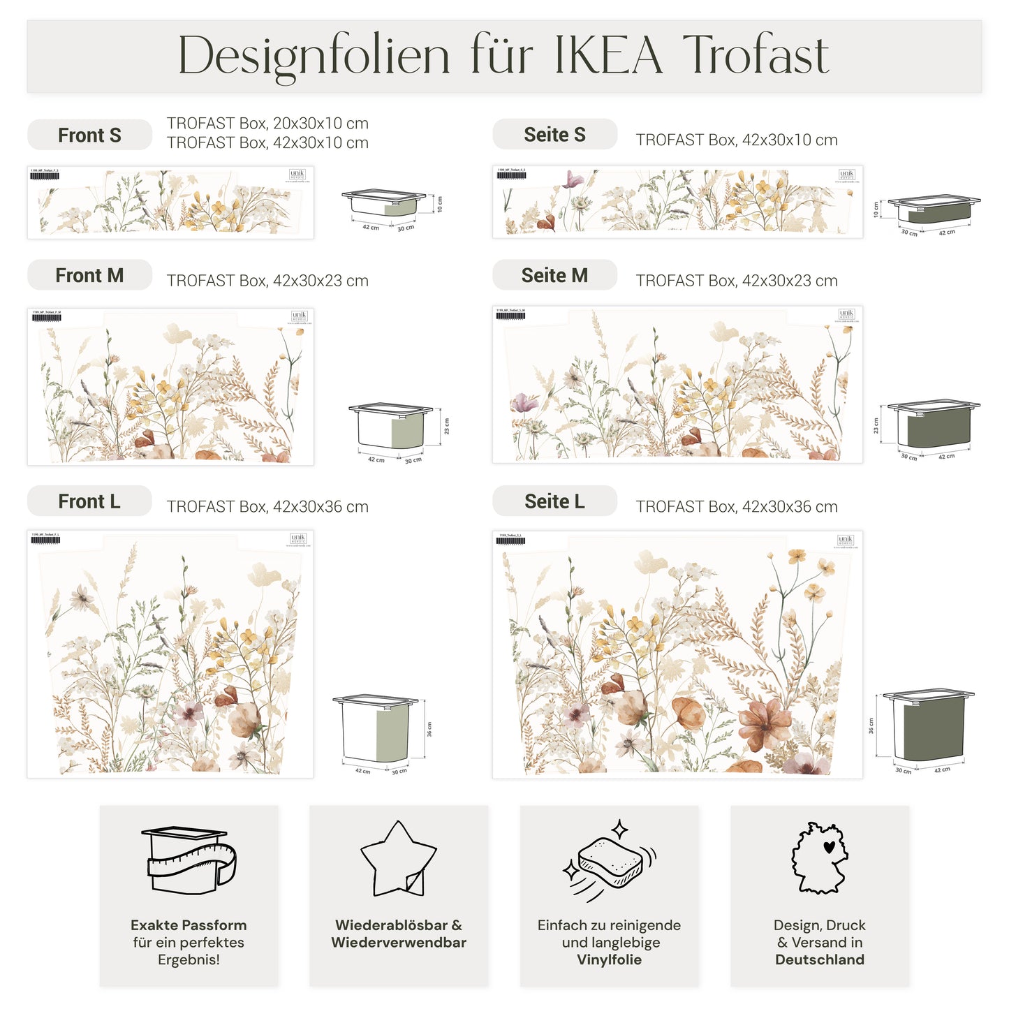 Möbelfolie für IKEA Trofast - Vintage Flower Border