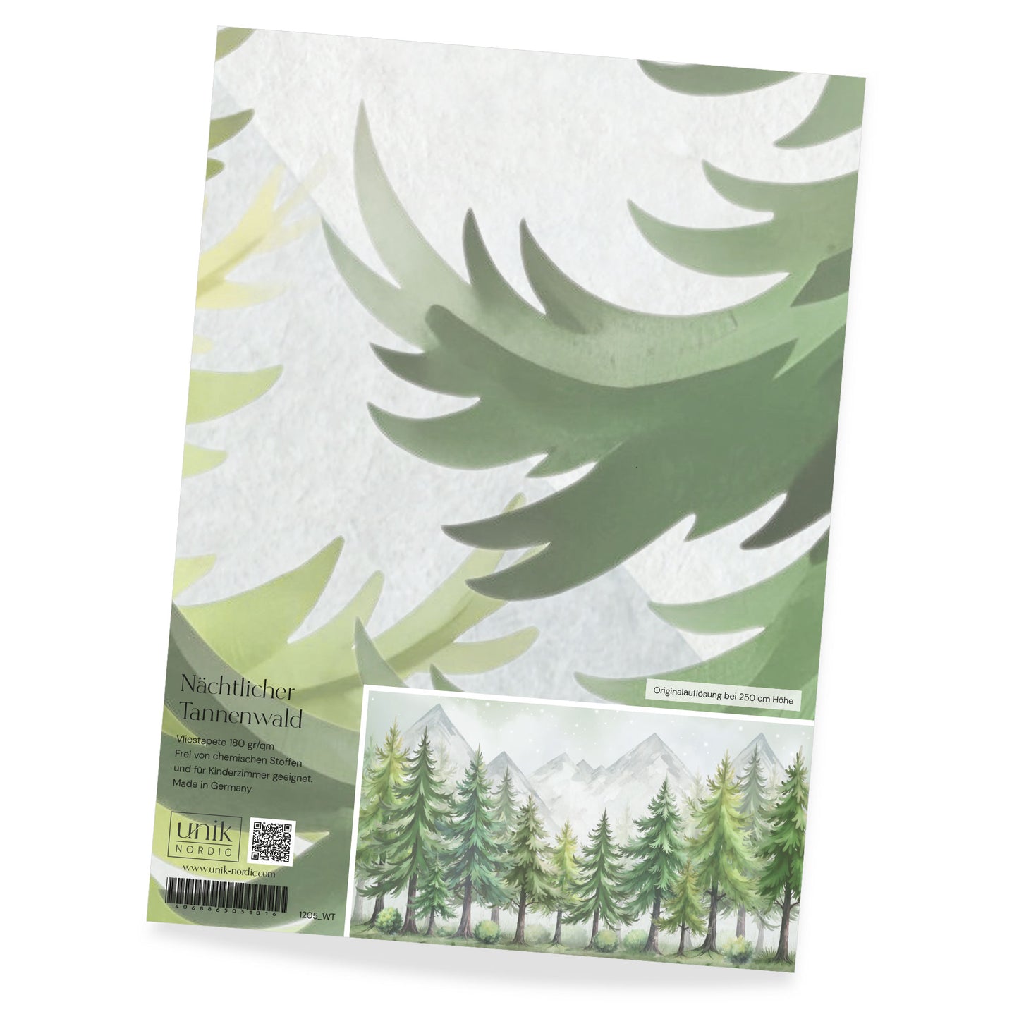 Muster Kinder­tapete Nächt­licher Tannen­wald