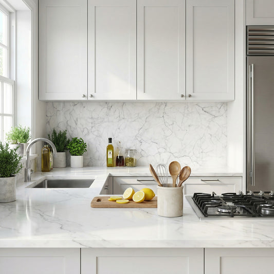 Feuille de cuisine en marbre blanc
