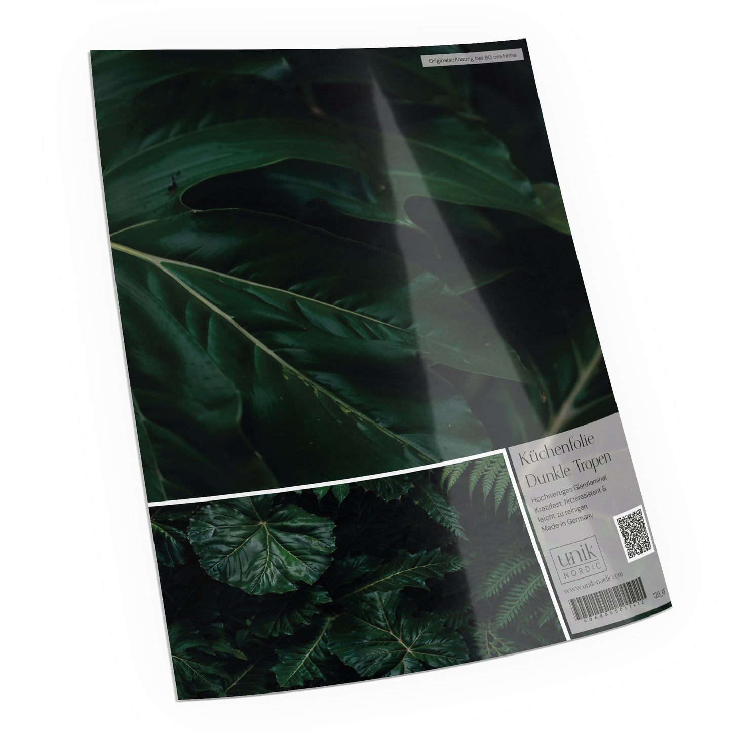 Motif de papier aluminium pour cuisine, tropiques sombres