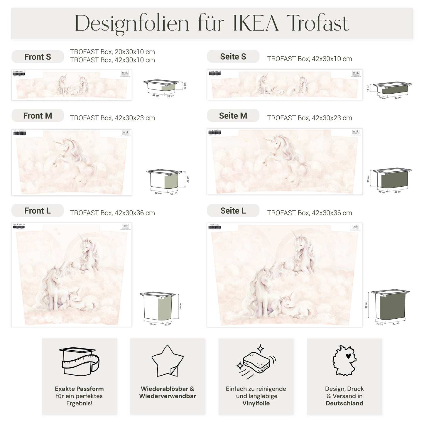 Möbelfolie für IKEA Trofast - Traumhafte Einhornwelt