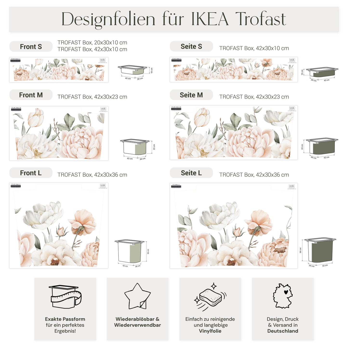 Möbelfolie für IKEA Trofast - Blush Bloom