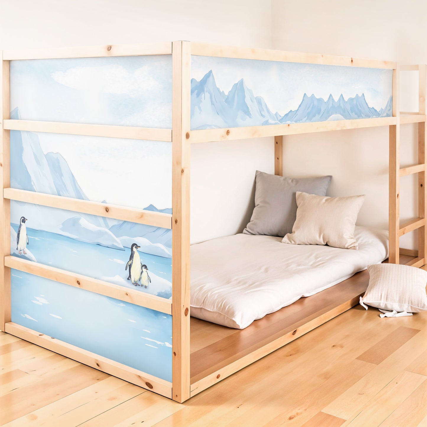 Bettaufkleber Set für IKEA Kura - Pinguine Antarktis Schnee