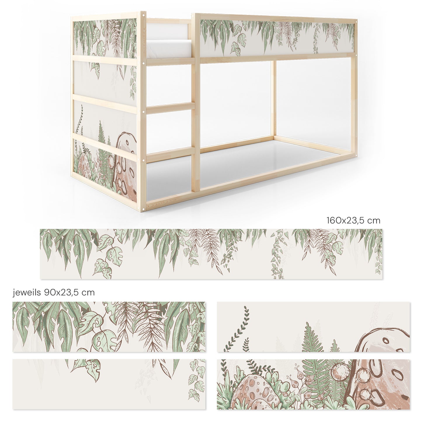 Bettaufkleber Set für IKEA Kura - Comic Dschungel