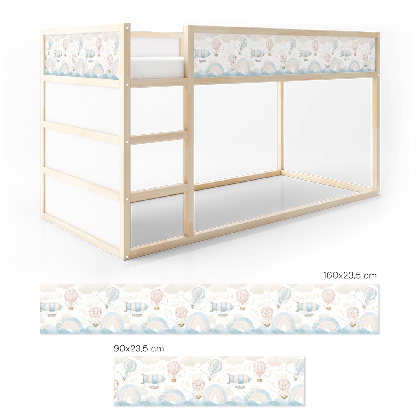 Bettaufkleber Set für IKEA Kura - Pastell Luftfahrt