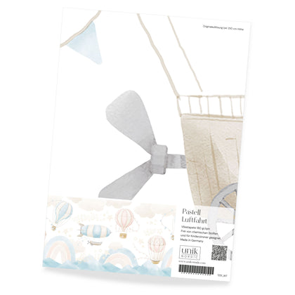 Patterned children's wallpaper pastel aviation