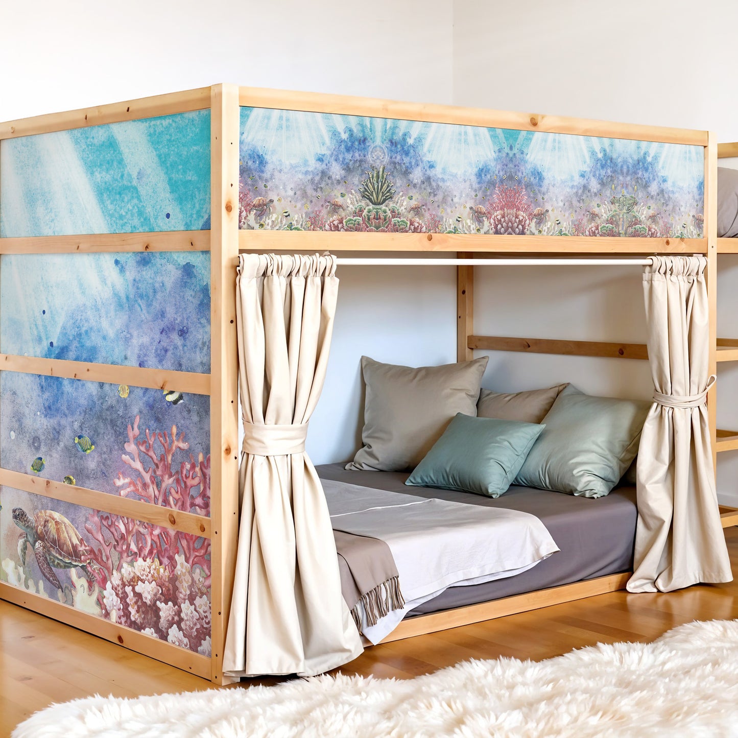 Bettaufkleber Set für IKEA Kura - Unterwasser Malerei