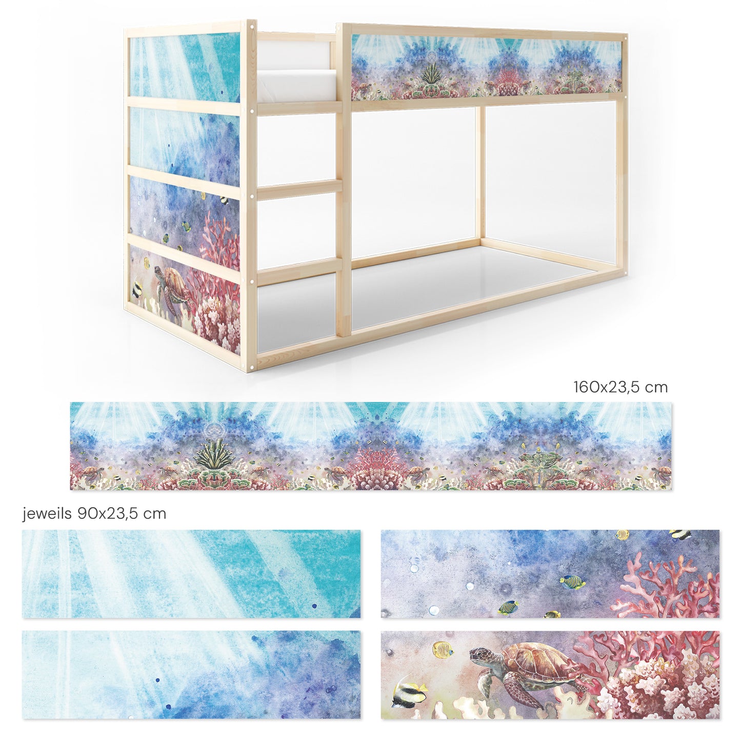 Bettaufkleber Set für IKEA Kura - Unterwasser Malerei