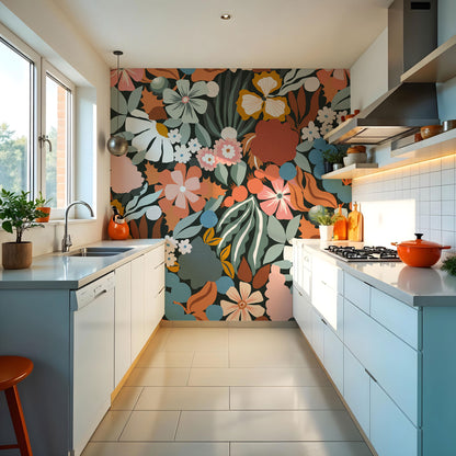 Papier peint à motif de jardin rétro